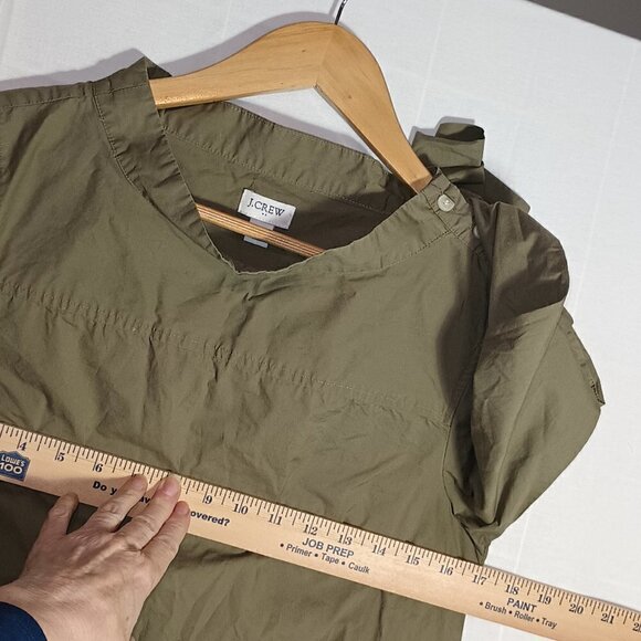 J Crew Olive Green 3/4 inch Sleeve Asymmetrical Hem Top - Picture 5 of 6